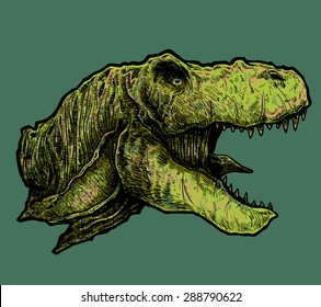 Green T-Rex Head Vector