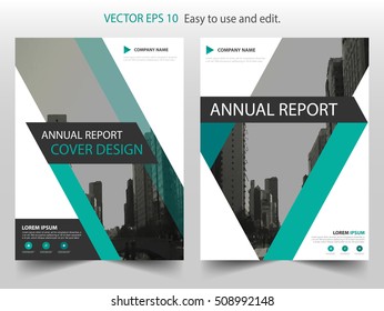 Green triangle abstract annual report Brochure design template vector. Business Flyers infographic magazine poster.Abstract layout template ,Book Cover presentation portfolio.
