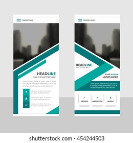 Green triangle abstract Business Roll Up Banner flat design template ,Abstract Geometric banner template Vector illustration set, abstract presentation brochure flyer template vertical template vector