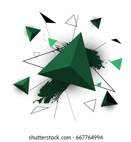 Green triangle abstract on white background, stock vector