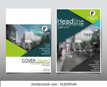 Green triangle annual report brochure flyer design template vector, Leaflet cover presentation abstract flat background, layout in A4 size