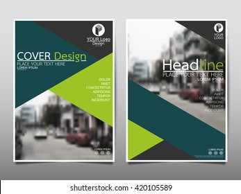 Green triangle annual report brochure flyer design template vector, Leaflet cover presentation abstract geometric background, layout in A4 size
