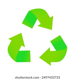 Green triangle arrows, usage, clean environment, pollution, save the planet, ecology, nature, zero waste, reduce, reuse, recycle, eco, biodegradable materials, natural, organic, microplastics. Vector