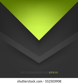 Green triangle background with black dark space triangle for text and message artwork design , Vector