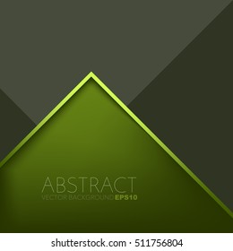 Green triangle background and green conner frame with black space for text and message design, vector