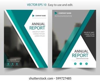 Green Triangle Brochure annual report Leaflet Flyer template design, book cover layout design, abstract business presentation template, a4 size design