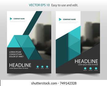 Green triangle Brochure annual report design template vector. Business Flyers infographic magazine poster.Abstract layout template ,Book Cover presentation portfolio.