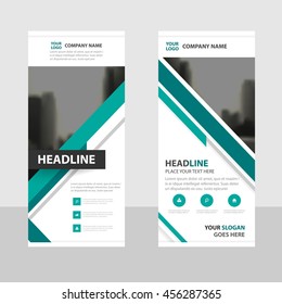 Green triangle Business Roll Up Banner flat design template ,Abstract Geometric banner template Vector illustration set, abstract presentation brochure flyer template vertical template vector