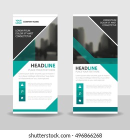 Green Triangle Business Roll Up Banner flat design template ,Abstract Geometric banner template Vector illustration set,