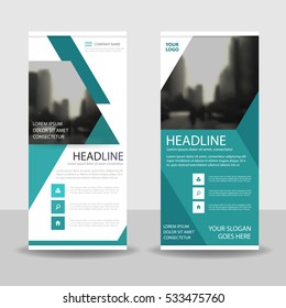 Green triangle Business Roll Up Banner flat design template ,Abstract Geometric banner illustration set, abstract presentation brochure flyer vector