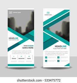 Green triangle Business Roll Up Banner flat design template ,Abstract Geometric banner illustration set, abstract presentation brochure flyer vector