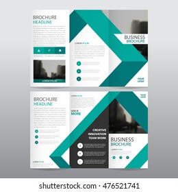 Green triangle business trifold Leaflet Brochure Flyer report template vector minimal flat design set, abstract three fold presentation layout templates a4 size