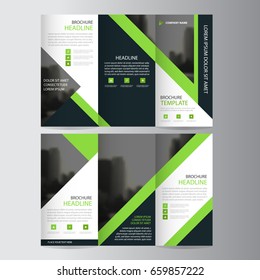 Green triangle business trifold Leaflet Brochure Flyer report template vector minimal flat design set, abstract three fold presentation layout templates a4 size