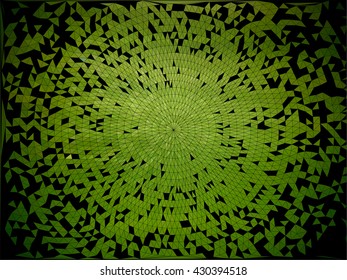 Green triangle circle on black abstract background
