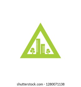 green triangle city simple geometric logo vector