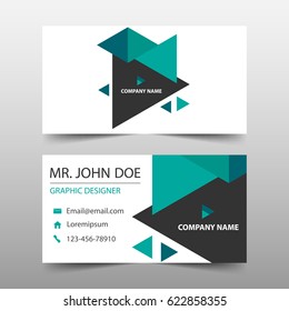 Green triangle corporate business card, name card template ,horizontal simple clean layout design template , 