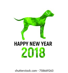 Green Triangle dog. Polygonal new year dog symbol