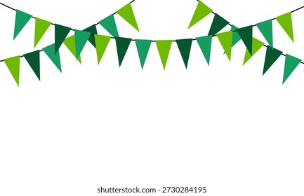 grüne Dreiecksfahnen Girlande auf, St. Patrick's Day-Vorlage, Osterferien-Hintergrund