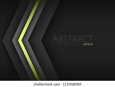 Green triangle geometric vector background overlap layer on black space for background design