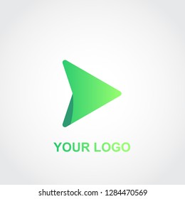 green triangle logo. colorful 3D template design vector