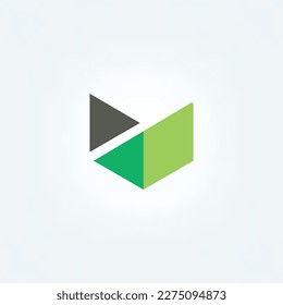 green triangle logo, play button symbol