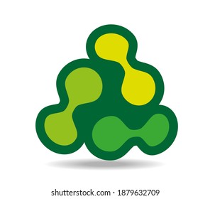 Green triangle made of pairs of dots