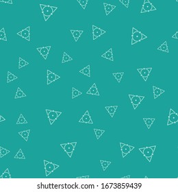 Green Triangle math icon isolated seamless pattern on green background.  Vector Illustration