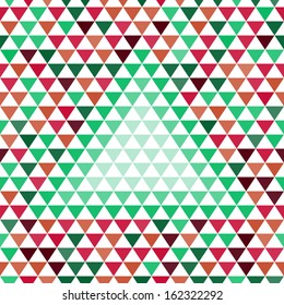 Green triangle on an abstract colorful geometric background, vector