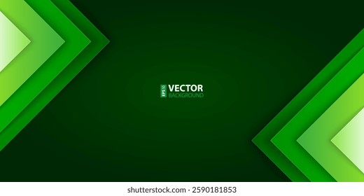 Green triangle paper layers with realistic shadows abstract background. RGB EPS 10 vector illustration