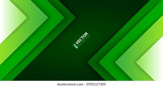 Green triangle paper layers with realistic shadows abstract background. RGB EPS 10 vector illustration