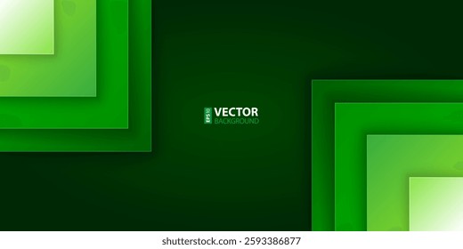 Green triangle paper layers with realistic shadows abstract background. RGB EPS 10 vector illustration