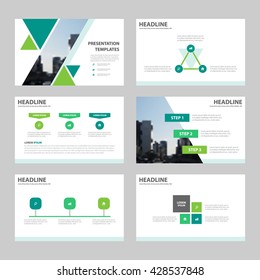 Green triangle presentation templates Infographic elements flat design set for brochure flyer leaflet template marketing advertising