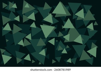 Green triangle shapes form a modern abstract background that creates a futuristic and dynamic atmosphere. This geometric style is perfect for digital design, tech presentations, and web banners.