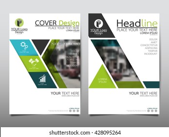 Green triangle technology annual report brochure flyer design template vector, Leaflet cover presentation abstract geometric background, layout in A4 size