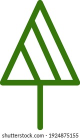 Árbol de triángulo verde con líneas, ilustración, vector sobre fondo blanco.