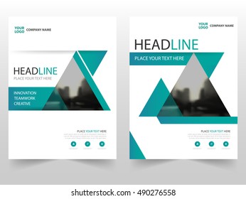 Green triangle Vector annual report Leaflet Brochure Flyer template design, book cover layout design,