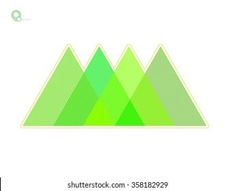 Green Triangles Geometric Illustration in a Regular Order