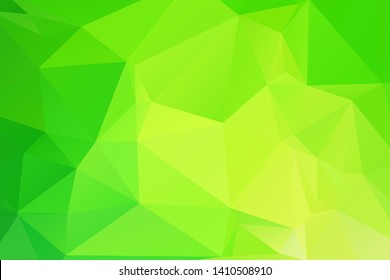Green triangles grid abstract polygonal background. Geometric low poly pattern, tile backdrop template. Rectangular banner background with triangle gradient polygons. 