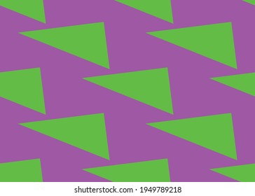 Green triangles on a pink background.. Seamless texture. For gift paper and fabrics.