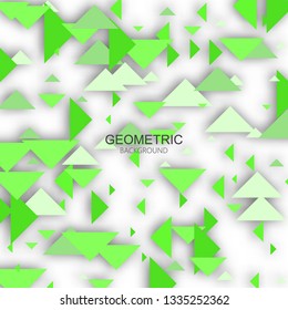 
Green triangles with shadow abstract geometric background