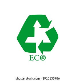Green triangular eco recycle logo - vector