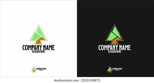 The green triangular element logo symbolizes harmony with nature and sustainability, while the golden yellow accents reflect courage, prosperity and a progressive vision.