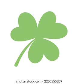 Green Trifolium clover silhouette. Irish holiday Saint Patrick's Day element. Irish symbol shamrock. Vector flat illustration for greeting card, poster, banner isolated on white background