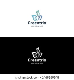 Green Trio Leaf Logo Design