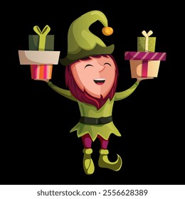 green troll christmas vector illustration