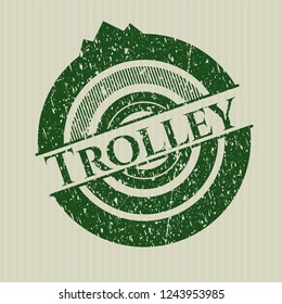 Green Trolley distress rubber stamp with grunge texture