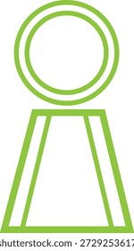 Ícone de troféu verde com topo circular e gráfico de símbolo de base triangular