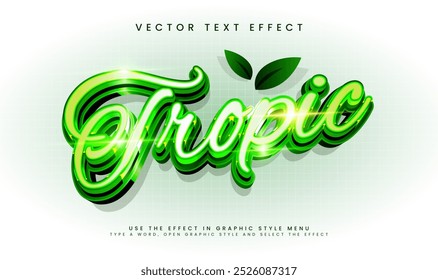 Efecto de texto de Vector editable trópico verde, con concepto moderno elegante