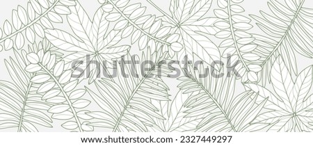 Green tropical background with branches and leaves. Botanical background for decor, wallpapers, covers, cards and presentations