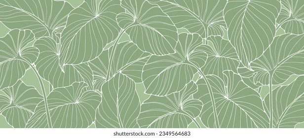 Green tropical background with different plants. Background for decor, covers, wallpapers, postcards and presentations.